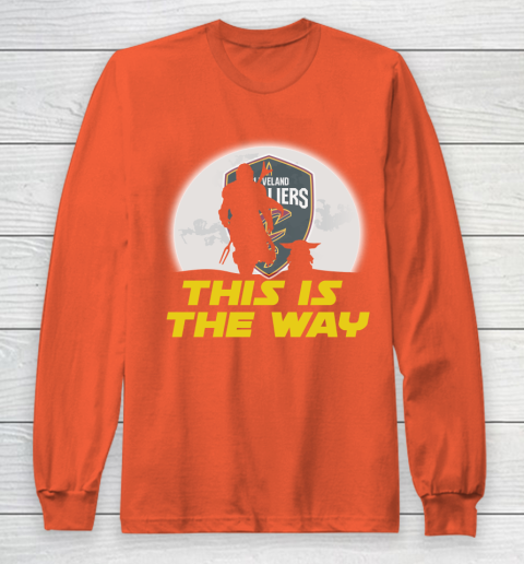 Cleveland Cavaliers NBA Basketball Star Wars Yoda And Mandalorian This Is The Way Long Sleeve T-Shirt 3