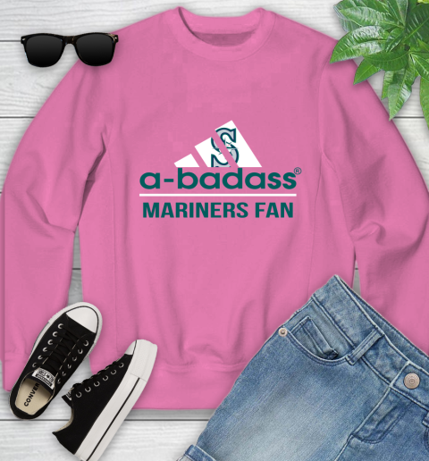 MLB A Badass Seattle Mariners Fan Adidas Baseball Sports Youth Sweatshirt - Image 7