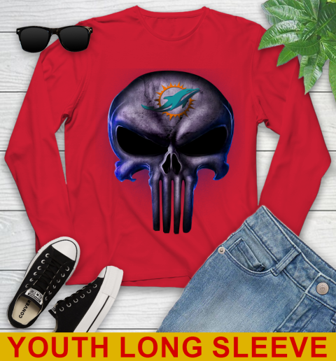 Miami Dolphins NFL Football Punisher Skull Sports Youth Long Sleeve 11