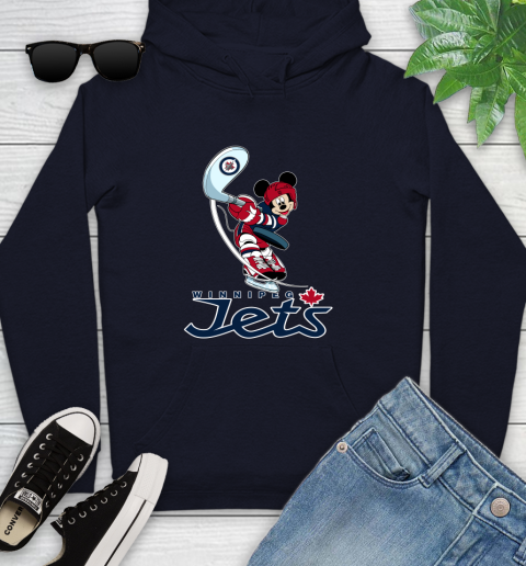 NHL Hockey Winnipeg Jets Cheerful Mickey Mouse Shirt Youth Hoodie 4