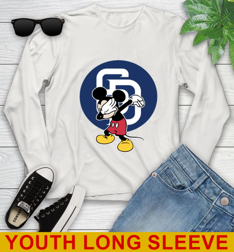 San Diego Padres MLB Baseball Dabbing Mickey Disney Sports Youth Long Sleeve 12