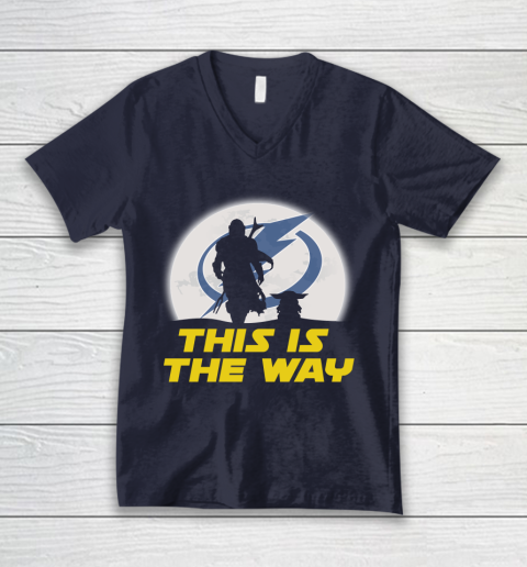 Tampa Bay Lightning NHL Ice Hockey Star Wars Yoda And Mandalorian This Is The Way V-Neck T-Shirt - Image 3
