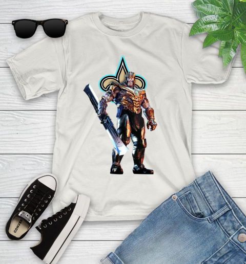 NFL Thanos Gauntlet Avengers Endgame Football New Orleans Saints Youth T-Shirt 12