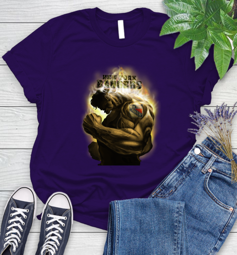 New York Rangers NHL Hockey Hulk Marvel Avengers Sports Women's T-Shirt 4