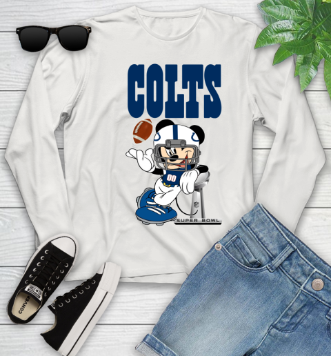 NFL Indianapolis Colts Mickey Mouse Disney Super Bowl Football T Shirt Youth Long Sleeve 12
