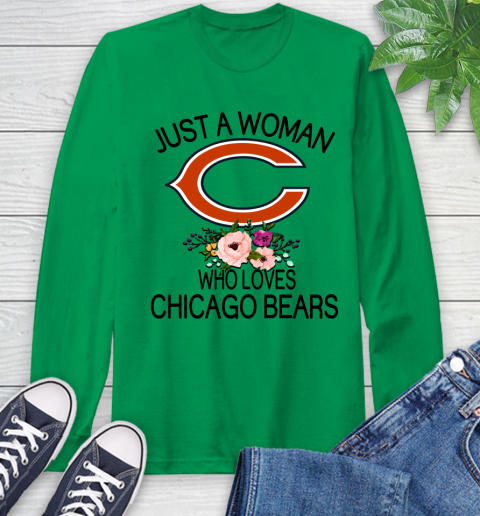 NFL Just A Woman Who Loves Chicago Bears Football Sports Long Sleeve T-Shirt 5