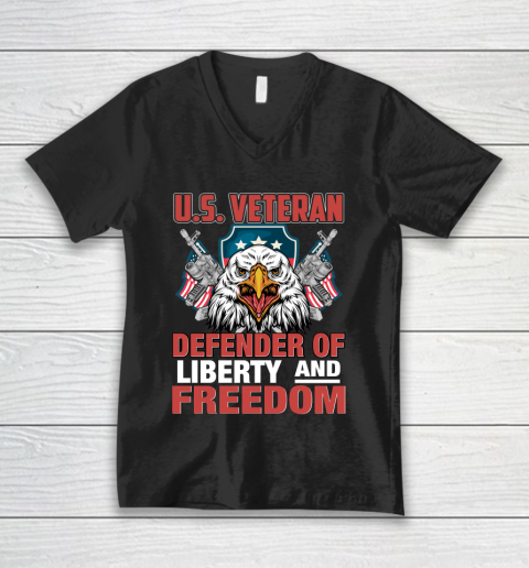 Veteran Shirt U.S. Veteran Defender Of Liberty And Freedom Independence Day V-Neck T-Shirt