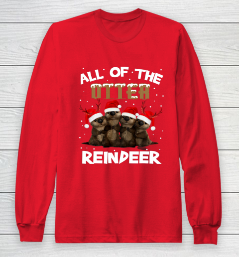 All Of Otter Reindeer Christmas Pajamas Tshirt Xmas Long Sleeve T-Shirt 7