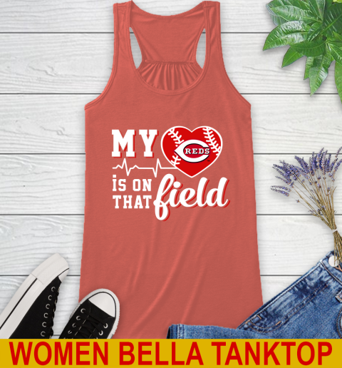MLB My Heart Is On That Field Baseball Sports Cincinnati Reds Racerback Tank 3