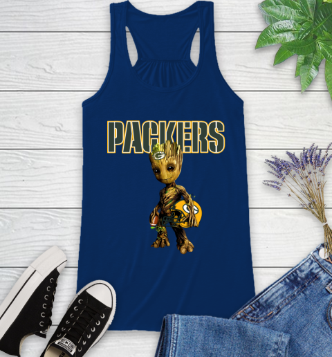 Green Bay Packers NFL Football Groot Marvel Guardians Of The Galaxy Racerback Tank 9