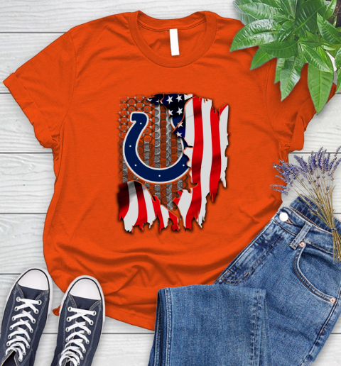 Indianapolis Colts NFL Football American Flag Women's T-Shirt 3