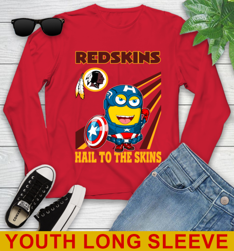 NFL Football Washington Redskins Captain America Marvel Avengers Minion Hail To The Skín Shirt Youth Long Sleeve 11