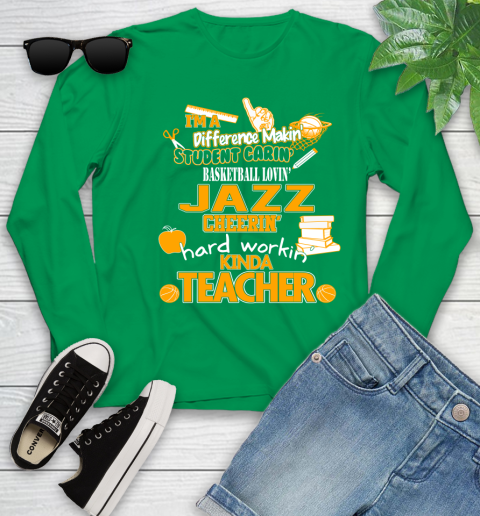 Utah Jazz NBA I'm A Difference Making Student Caring Basketball Loving Kinda Teacher Youth Long Sleeve 7