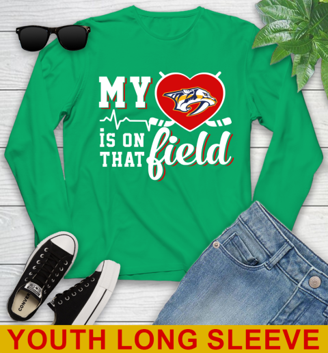 NHL My Heart Is On That Field Hockey Sports Nashville Predators Youth Long Sleeve 7