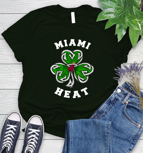 NBA Miami Heat Three Leaf Clover St Patrick's Day Basketball Sports Women's T-Shirt 6