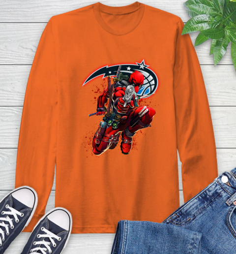 NBA Deadpool Marvel Comics Sports Basketball Orlando Magic Long Sleeve T-Shirt 5