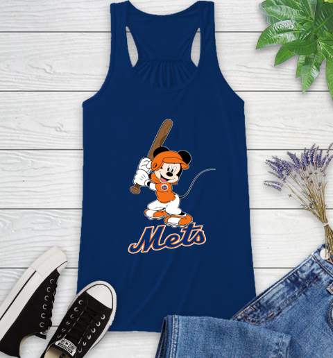 MLB Baseball New York Mets Cheerful Mickey Mouse Shirt Racerback Tank 8
