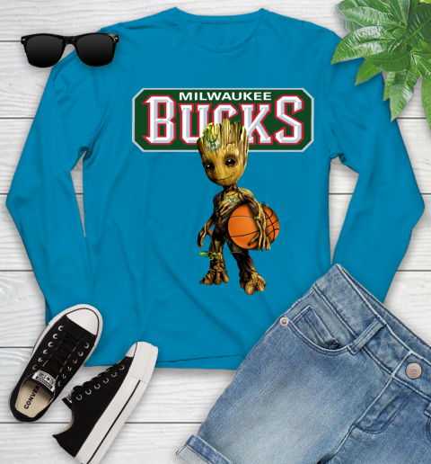 Milwaukee Bucks NBA Basketball Groot Marvel Guardians Of The Galaxy Youth Long Sleeve 8 Milwaukee Bucks NBA Basketball Groot Marvel Guardians Of The Galaxy Youth Long Sleeve - Image 8