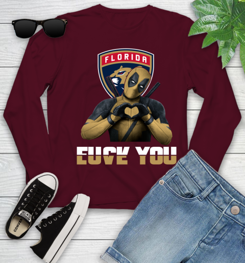 NHL Florida Panthers Deadpool Love You Fuck You Hockey Sports Youth Long Sleeve 6