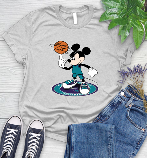 NBA Basketball Charlotte Hornets Cheerful Mickey Disney Shirt Women's T-Shirt 2
