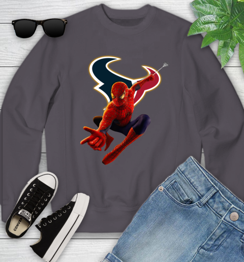 NFL Spider Man Avengers Endgame Football Houston Texans Youth Sweatshirt 6