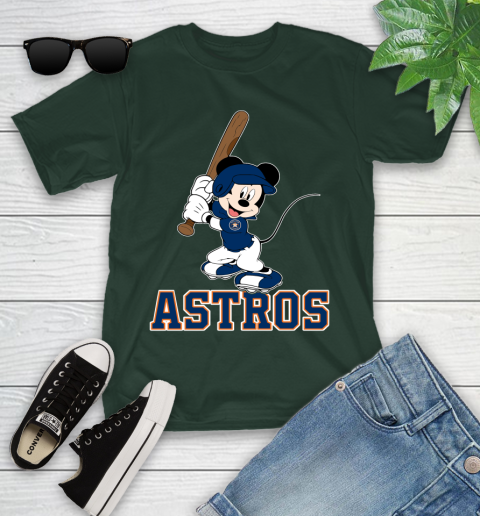 MLB Baseball Houston Astros Cheerful Mickey Mouse Shirt Youth T-Shirt 5