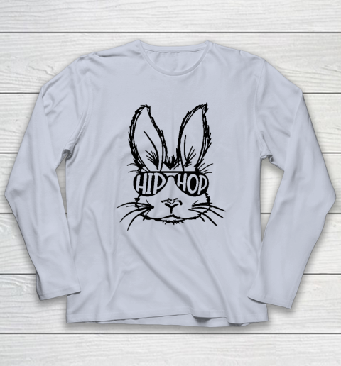 Hip Hop Bunny Face With Sunglasses Easter Day Long Sleeve T-Shirt 4