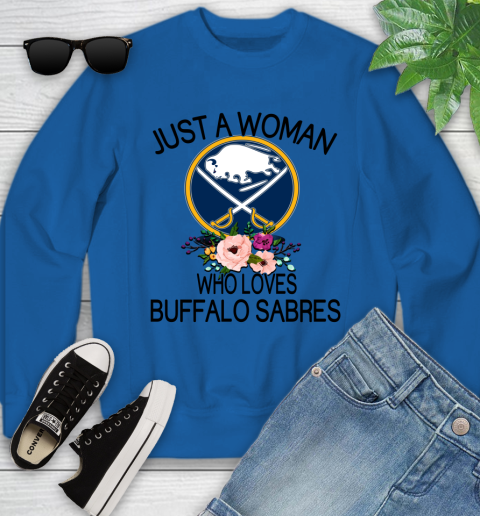 NHL Just A Woman Who Loves Buffalo Sabres Hockey Sports Youth Sweatshirt 4