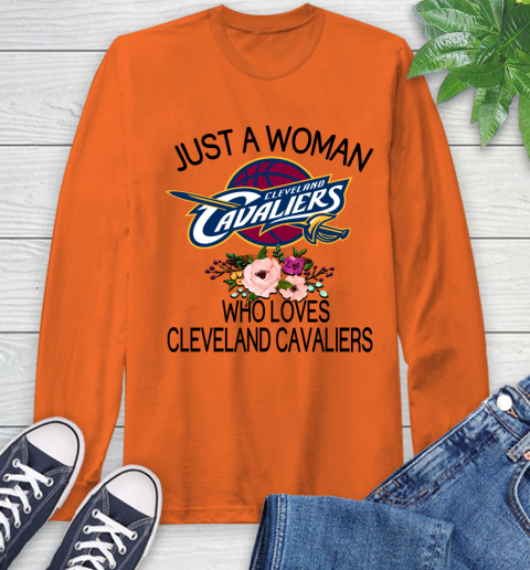 NBA Just A Woman Who Loves Cleveland Cavaliers Basketball Sports Long Sleeve T-Shirt 3