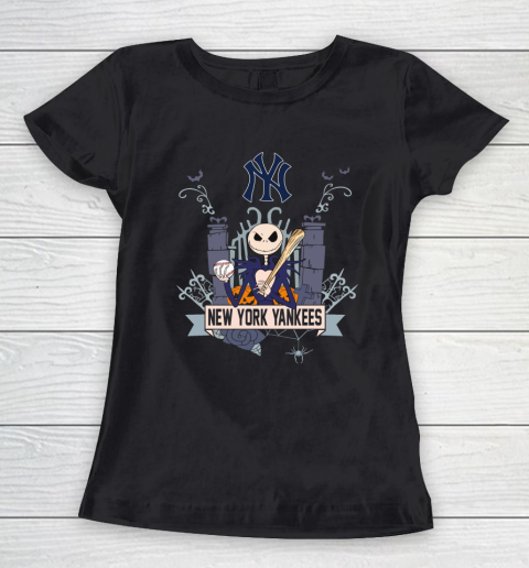 MLB New York Yankees Baseball Jack Skellington Halloween Women's T-Shirt