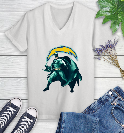 NFL Batman Football Sports Los Angeles Chargers Women's V-Neck T-Shirt