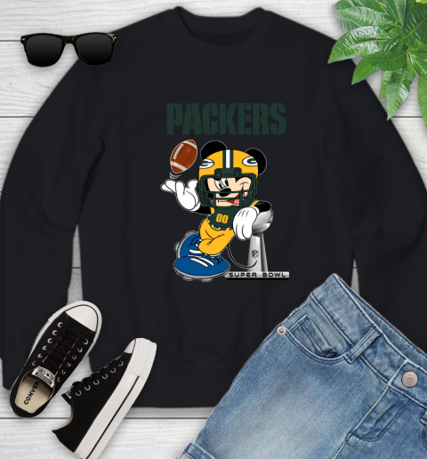NFL Green Bay Packers Mickey Mouse Disney Super Bowl Football T Shirt Youth Sweatshirt 12