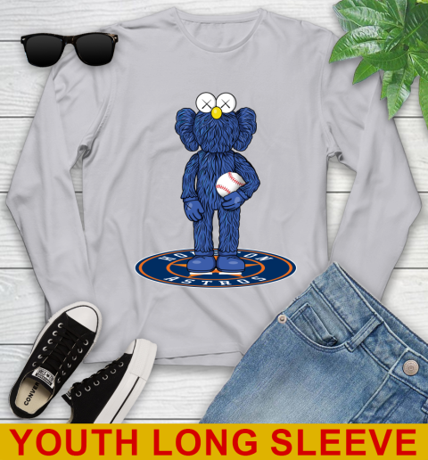 MLB Baseball Houston Astros Kaws Bff Blue Figure Shirt Youth Long Sleeve 6