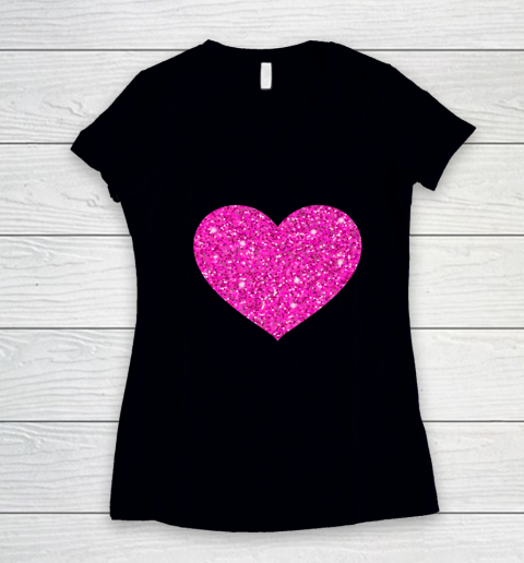 Pink Valentine Heart Love Fun Husband Wife Women's V-Neck T-Shirt