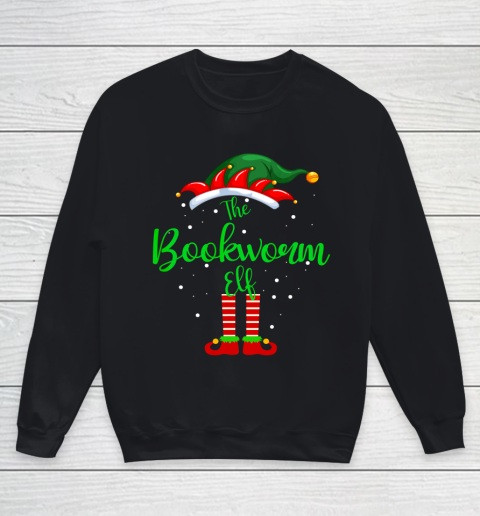 Bookworm Elf Matching Family Group Christmas Party Pajama Youth Sweatshirt