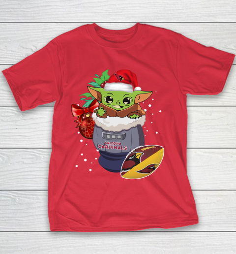 Arizona Cardinals Christmas Baby Yoda Star Wars Funny Happy NFL Youth T-Shirt 9