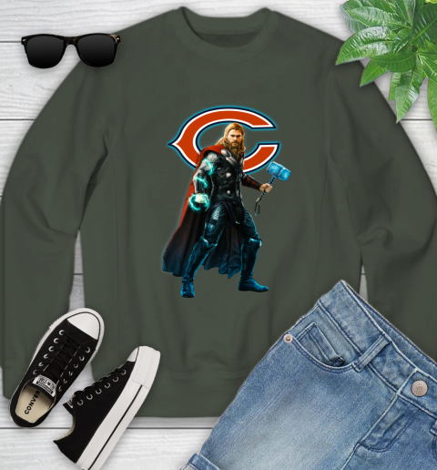 NFL Thor Avengers Endgame Football Chicago Bears Youth Sweatshirt 10
