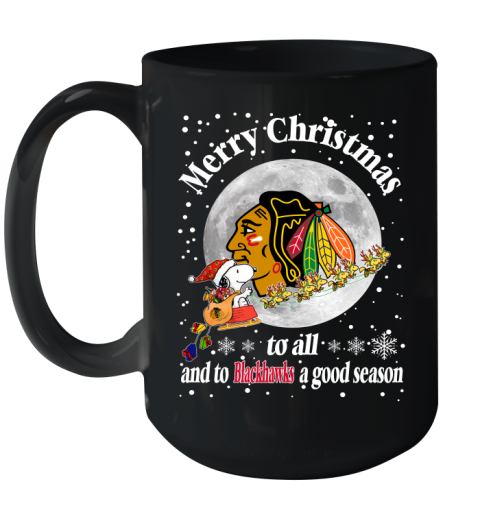 Chicago Blackhawks Merry Christmas To All And To Blackhawks A Good Season NHL Hockey Sports Ceramic Mug 15oz