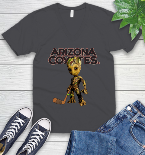 Arizona Coyotes NHL Hockey Groot Marvel Guardians Of The Galaxy V-Neck T-Shirt 5