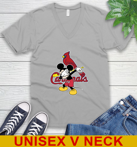 St.Louis Cardinals MLB Baseball Dabbing Mickey Disney Sports V-Neck T-Shirt 4