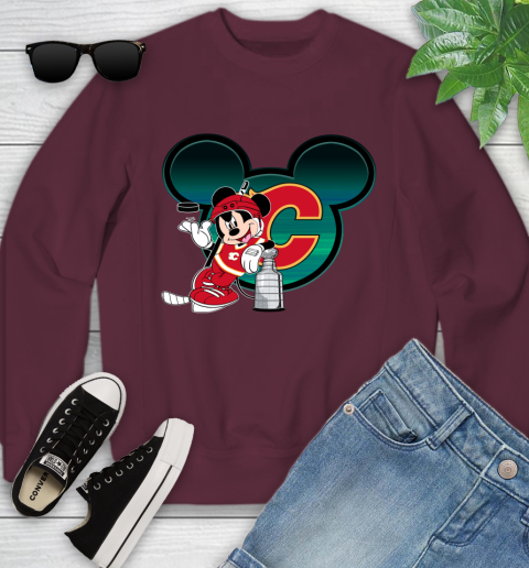 NHL Calgary Flames Stanley Cup Mickey Mouse Disney Hockey T Shirt Youth Sweatshirt 5