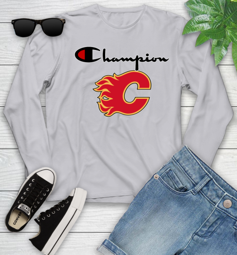 NHL Hockey Calgary Flames Champion Shirt Youth Long Sleeve 3