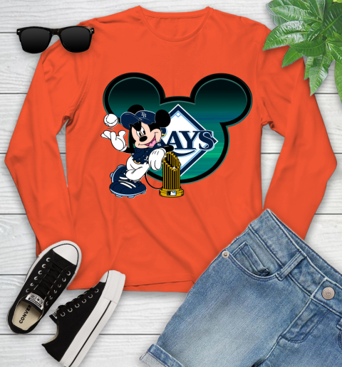 MLB Tampa Bay Rays The Commissioner's Trophy Mickey Mouse Disney Youth Long Sleeve 4