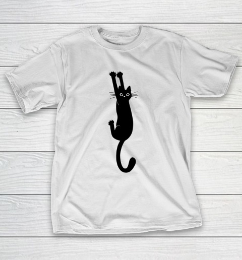 Black Cat Holding On Funny Shirt T-Shirt
