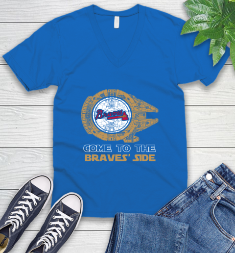 MLB Come To The Atlanta Braves Side Star Wars Baseball Sports V-Neck T-Shirt 5