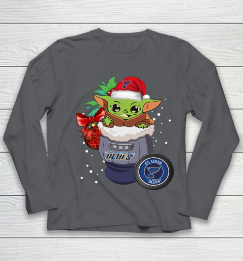 St.Louis Blues Christmas Baby Yoda Star Wars Funny Happy NHL Youth Long Sleeve 8