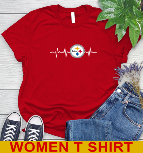 Pittsburgh Steelers NFL Football Heart Beat Shirt Women's T-Shirt 11