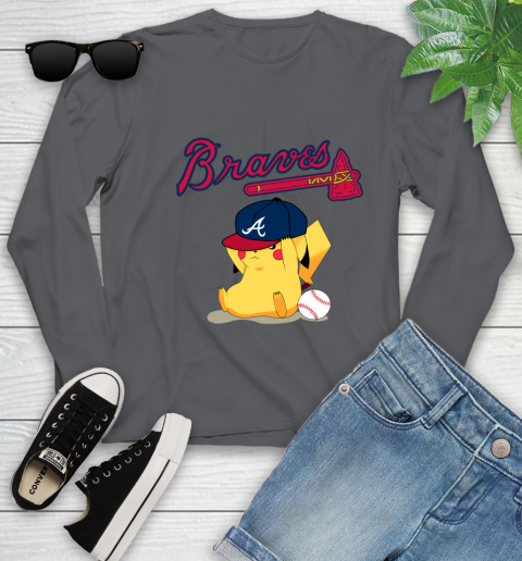 MLB Pikachu Baseball Sports Atlanta Braves Youth Long Sleeve 8