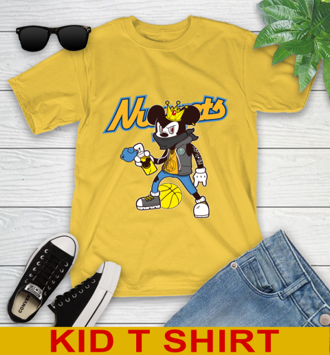 Denver Nuggets NBA Basketball Mickey Peace Sign Sports Youth T-Shirt 8