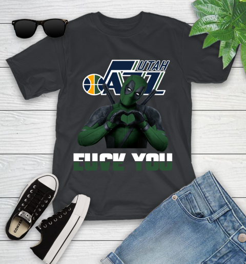 NBA Utah Jazz Deadpool Love You Fuck You Basketball Sports Youth T-Shirt